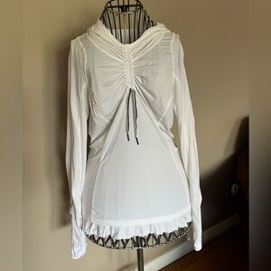 Lululemon Athletica White Ruched Long Sleeve Top